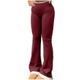thumbnail image 1 of Loopsun Womens Pants, Casual Pants for Women, Women Solid Elastic Waist Sports Casual Long Pants Wine L, 1 of 5