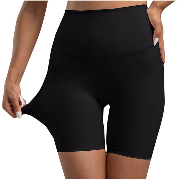 Loopsun Womens Shorts, Summer Shorts for Women, Woman Solid Elastic High Waist Lift Hip Yoga Shorts Black M