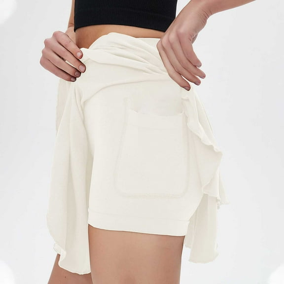 Loopsun Womens Shorts, Summer Shorts for Women, Women Fashion Yoga Fitness Exercise Skirts and Pants Beige S