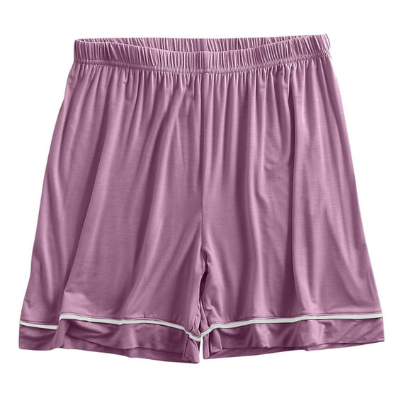 Loopsun Womens Shorts, Summer Shorts for Women, Women's Summer Solid Elastic Waist Thin Shorts Home Pants Sports Outerwear Purple M