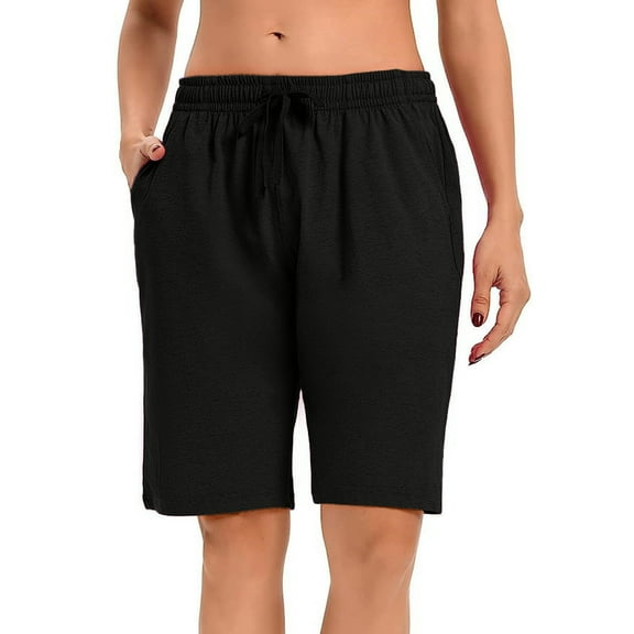 Loopsun Womens Summer Pants, Shorts for Women, Womens Shorts Casual Summer Drawstring Cargo Short Athletic Running Workout Baggy Shorts Black L