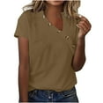 thumbnail image 1 of Loopsun Womens Summer Top Plus Size, T Shirts for Women, Fashion Women Summer Solid V Neck T-Shirt Short Sleeve Casual Blouse Top Brown XXXL, 1 of 4