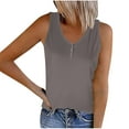 thumbnail image 1 of Loopsun Womens Summer Top Plus Size, Tank Tops for Women, Women's Striped Round Neck Button Elastic Tank Top Gray XXL, 1 of 5