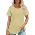 thumbnail image 1 of Loopsun Womens Summer Top, T Shirts for Women, Fashionable Women's Casual Short Sleeve Loose Round Neck Solid Color Top Khaki M, 1 of 5