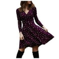 thumbnail image 1 of Summer Savings! Lovzfmll Cocktail Dresses for Women, Women V Neck Manches Long Sleeve Robe Female Retro Elegant Party Culb Dress Purple L, 1 of 1
