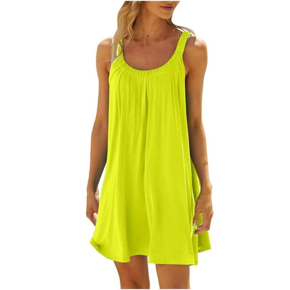 Lovzfmll Cocktail Dresses for Women, Women's Beach Dress Bikini Beachwear Coverups Casual Vacation Short Summer Dresses Yellow S