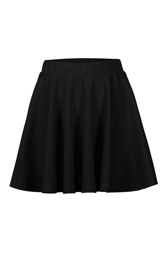 Pleated Skirts for Women, Women's Color Basic Versatile Stretchy Flared Casual Pleats Mini Skirt Black 2XL