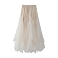 thumbnail image 1 of Lovzfmll Skirts for Women, Women Irregular Long Tulle Skirts Elastic High Waist Mesh Tulle Maxi Skirt Beige One Size, 1 of 5