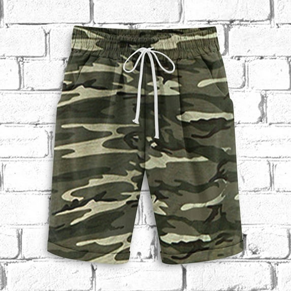 MELDVDIB Men's Shorts Summer Casual Beach Board Shorts Drawstring Elastic Waist Athletic Running Shorts with Pockets, Army Green L
