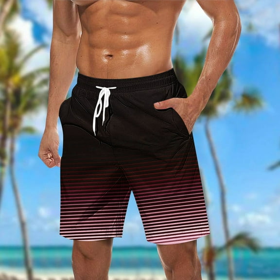 MELDVDIB Men's Swim Trunks Fashion Print Elastic Waist Drawstring Bathing Suit Hawaiian Shorts Summer Casual Beach Swimsuits Shorts with Pockets, Wine XL