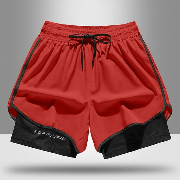 MELDVDIB Mens 2 In1 Gym Shorts Lightweight Quick Dry Running Shorts Athletic Workout Shorts Summer Casual Beach Swim Trunks with Compression Liner Orange 4XL