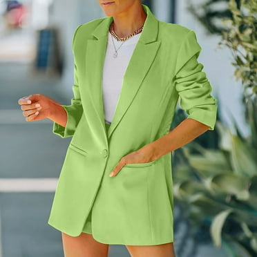 Summer Savings MIANHT Plus Size Womens Tops, Womens Ladies Solid Turn Down Collar Jacket Long Sleeve Coat Outerwear Blazer on Clearance