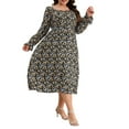 thumbnail image 1 of Maxi Dresses for Womens 2026 Plus Size Fashion Print V-neck Long Sleeved Dress, 1 of 4
