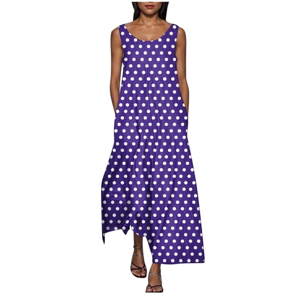 Maxi Dresses for Womens 2025 Plus Size Fashion Sexy Printing Sleeveless Round Neck Dress
