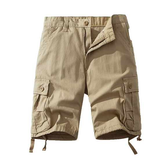 Mens Beach Shorts Mens Swim Trunks Ndbuld Men's Plus Size Cargo Shorts Multi-Pockets Relaxed Summer Beach Shorts Pants Khaki 4XL