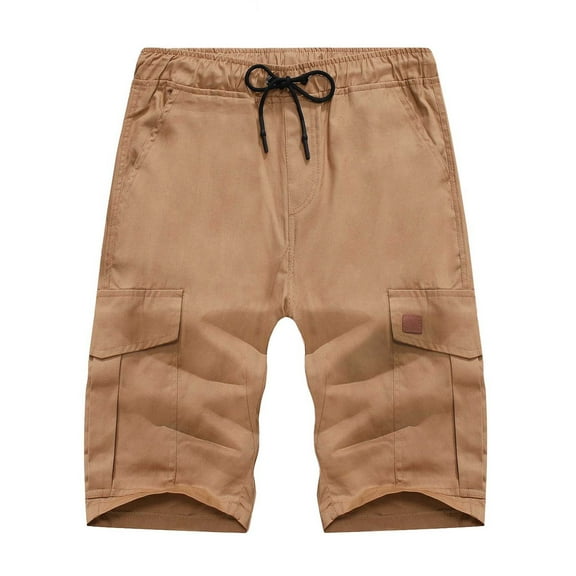 Mens Beach Shorts Mens Swim Trunks Ndbuld Men's Plus Size Cargo Shorts Multi-Pockets Relaxed Summer Beach Shorts Pants Khaki XL
