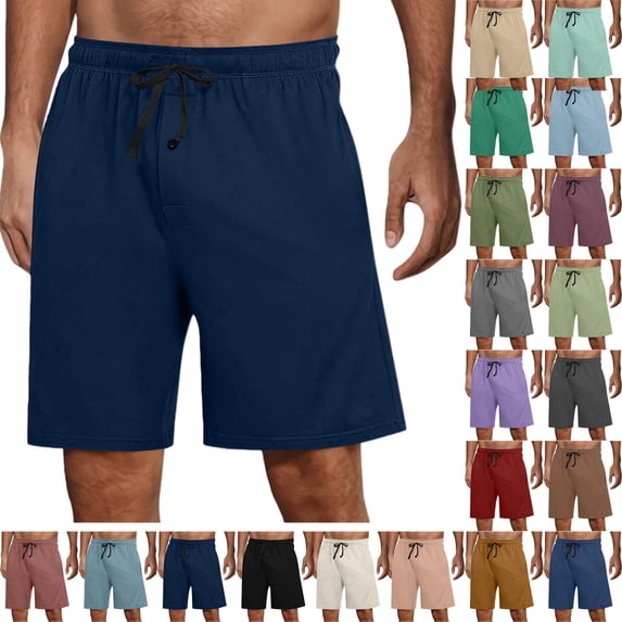 Mens Summer Shorts Casual Pocket Elastic Waist Straight Shorts Pants