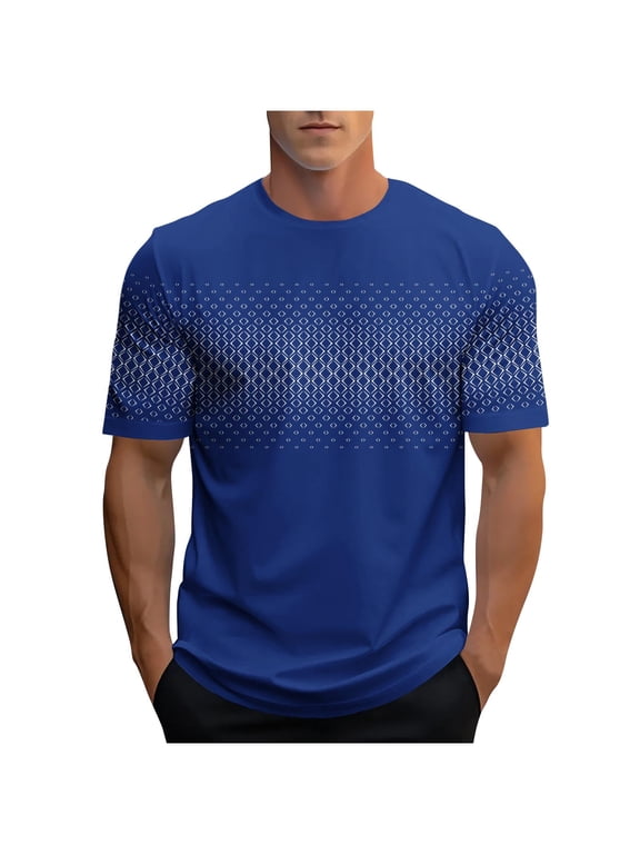 Mens Tops Shirts 2025 Plus Size Fashion New Casual Men Print Sports T-shirt Short Sleeve Round-Neck Blouses Shirts
