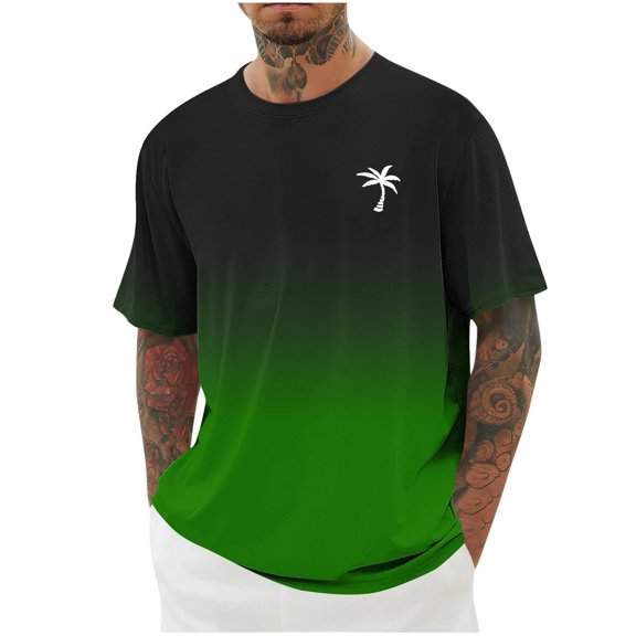 Mens Tops Shirts 2025 Plus Size Fashion Print Round Neck Casual Fashion Short Sleeve Round-Neck Blouses Shirts