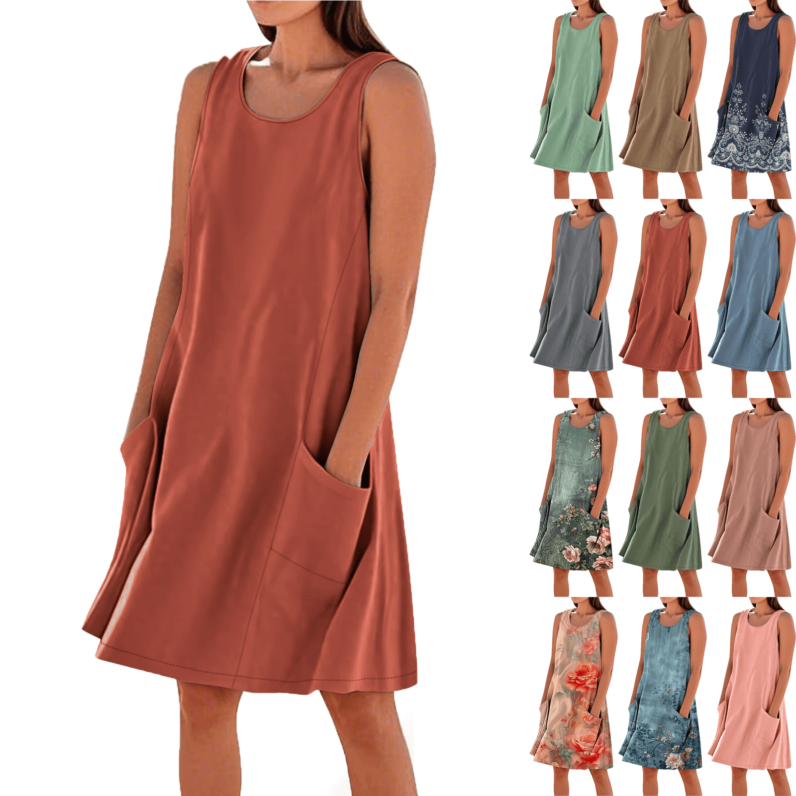 knee length dresses for ladies Women’s Linen Blend Midi Shirt Dress – Neutral Summer Dress main image 1