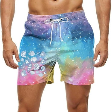 Summer Savings Miqool Men's and Big Men's Hawaiian Swim Trunks 9 Inch Quick Dry Beach Shorts Board Shorts Swimwear Bathing Suit