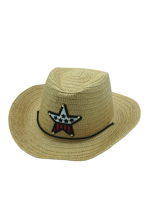 Toddler Baby Straw Western Cowboy Hat Wide Brim Cowgirl Hat Kids Summer Beach Sun Hat for Girls Boys Party Favors