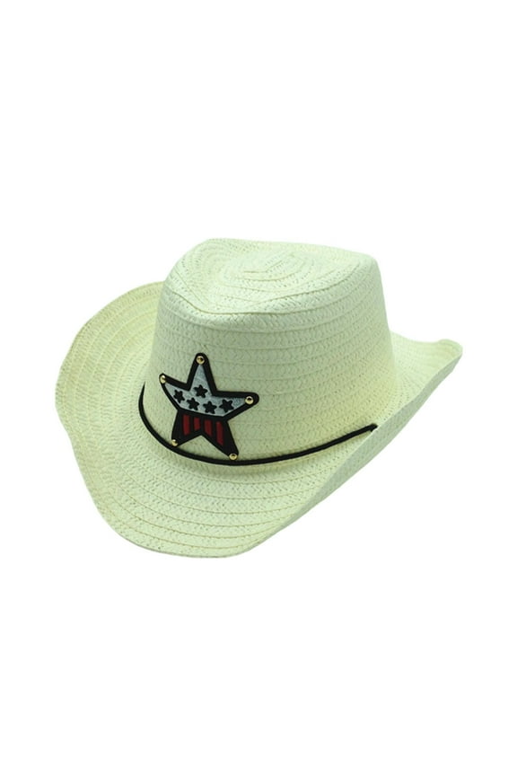 Toddler Baby Straw Western Cowboy Hat Wide Brim Cowgirl Hat Kids Summer Beach Sun Hat for Girls Boys Party Favors