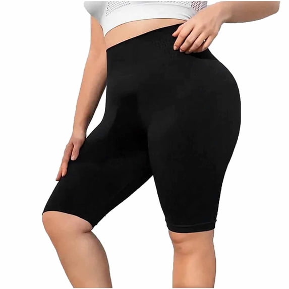 Miqool Women's Plus Size High Waisted Biker Shorts Tummy Control Butt Lifting Spandex Workout Running Athletic Gym Yoga Shorts