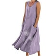 thumbnail image 1 of New Maxi Dresses for Womens 2026 Plus Size Fashion Sleeveless Cotton And Linen Round Neck Printed Long Dress, 1 of 9