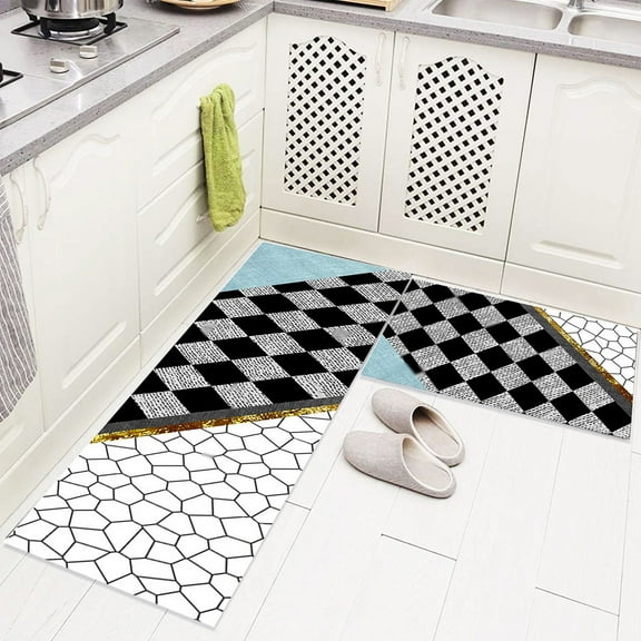 PRETXORVE Bath Mat, Bathroom Rug, Kitchen Mat- 2pcs Kitchen Rugs- Cushioned Kitchen Mats for Floor-Non-Slip Standing Desk Mat-Waterproofing Kitchen Rug Set for Kitchen- Floor- Office