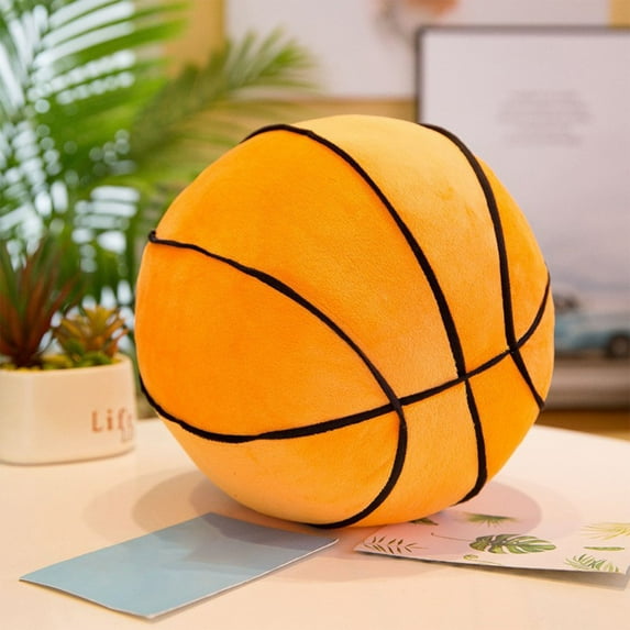 Summer Savings! PRETXORVE Pillow, Basketball Pillow- 11 Inch Basketball Shape Pillow Short Pile Basketball Throw Pillow Toy Kids Boys Girls