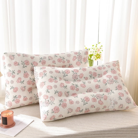 Summer Savings! PRETXORVE Pillow, Super Soft Cotton Pillow Neck Protection Pillow Flower Print Pillow 23.6X15.7 In