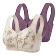 thumbnail image 1 of Pitauce 2 Pack Daisy Bras for Old Women Comfortable Convenient Front Closure No Underwire Support Bras Full Coverage Everyday Sleep Bras (Available in Plus Size), 1 of 2