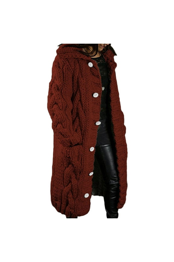 Cardigan Sweaters for Womens Cable Knit Thick Warm Long Cardigan Open Front Button Sweater Oversized Cozy Long Sleeve Outerwear with Pockets