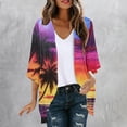 thumbnail image 1 of Clearance Clothes Pitauce Lightweight Cardigan for Women Tropical Print Puff Sleeve Chiffon Kimono Cardigan Summer Sun Protection Open Front Sheer Blouse Tops, 1 of 5