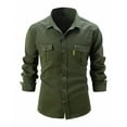 thumbnail image 1 of Summer Savings! Pitauce Men's Shirts Military Style Lapel Collar Button Down Long Sleeve Tops Slim Fit Work Tactical Shirts Blouses with Pocket, 1 of 6