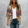 thumbnail image 1 of Up to 65% off Pitauce Women's Chiffon Sheer Kimono Cardigans Puff Sleeve Floral Print Lightweight Cardigan Summer Sun Protection Vacation Beach Cover Up, 1 of 5