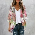 thumbnail image 1 of Up to 65% off Pitauce Women's Chiffon Sheer Kimono Cardigans Puff Sleeve Floral Print Lightweight Cardigan Summer Sun Protection Vacation Beach Cover Up, 1 of 5