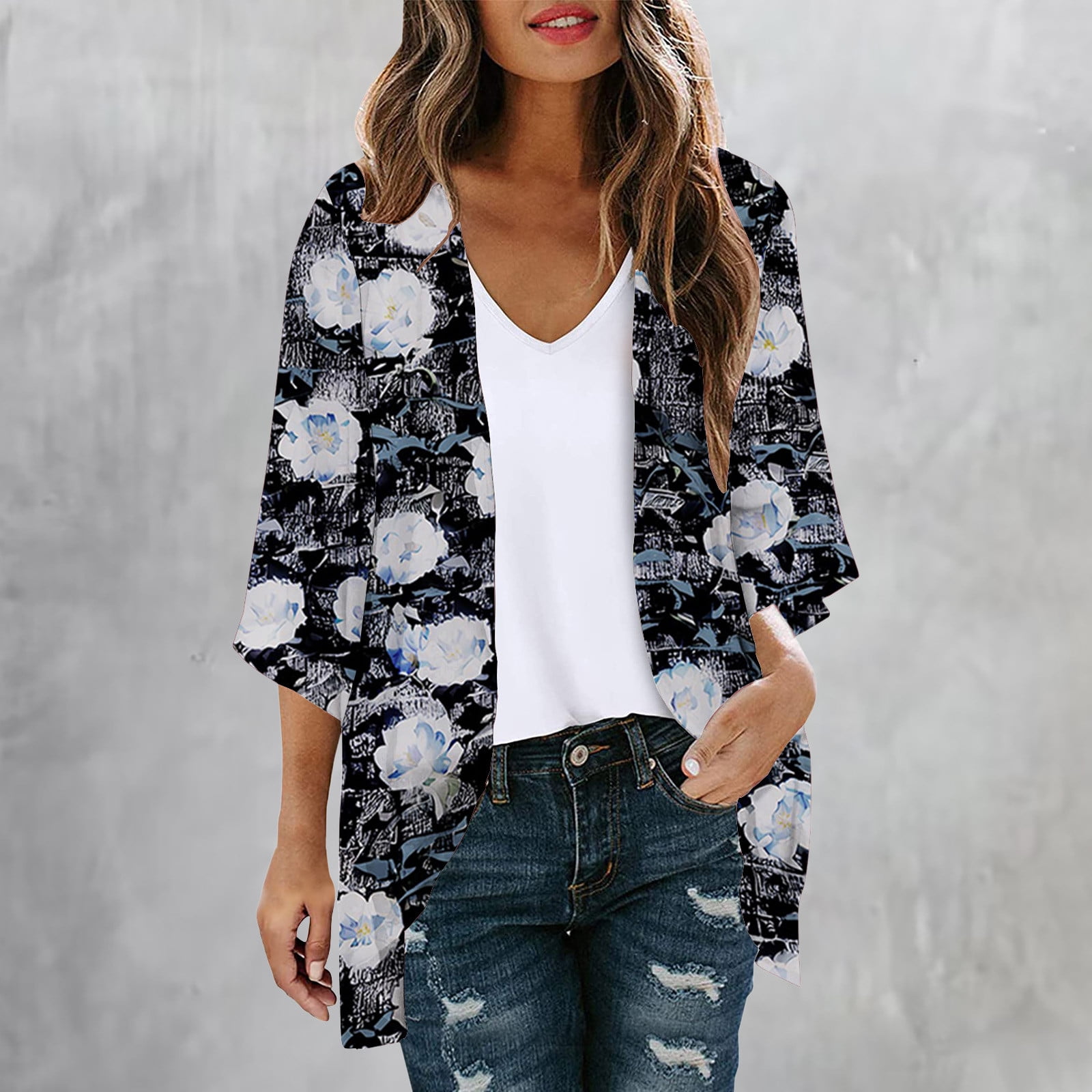 CASURESS Women's Sheer Kimono Cardigan - Loose Floral Print Summer Cover Up | Lightweight Beach Duster