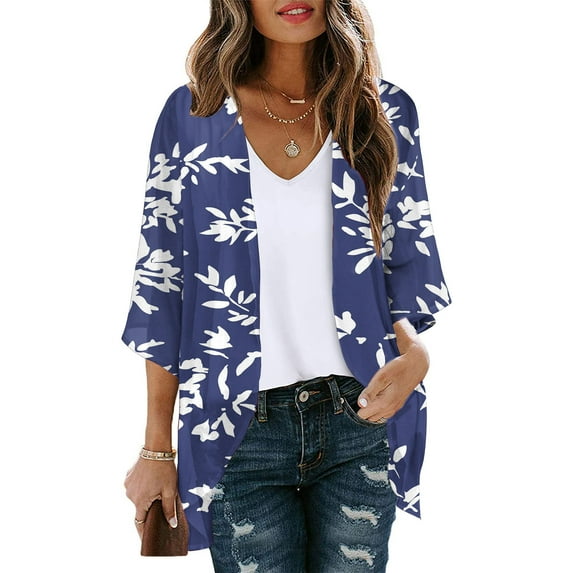 Up to 65% off Pitauce Women's Puff Sleeve Sheer Chiffon Kimono Cardigans Summer Casual Bathing Suit Cover Up Loose Open Front Lightweight Cardigan
