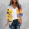 thumbnail image 1 of Clearance Clothes Pitauce Womens Summer Tropical Print Chiffon Kimono Cardigan Puff Sleeve Open Front Breathable Lightweight Cardigan Sun Protection Swimsuit Coverup for Beach Vacation, 1 of 5