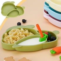 Summer Savings! Plates, InsCrazy Rabbite Shaped Siliconer Divided Dinner Multifunctional Non Slip Tableware Set Easy to Clean Dishwasher and Microwave Safe