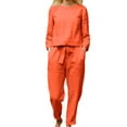 thumbnail image 1 of Plus Size 2 Picec of Outfit Sets for Womens Long Sleeve Blouse +Loose Pants Sets, 1 of 6