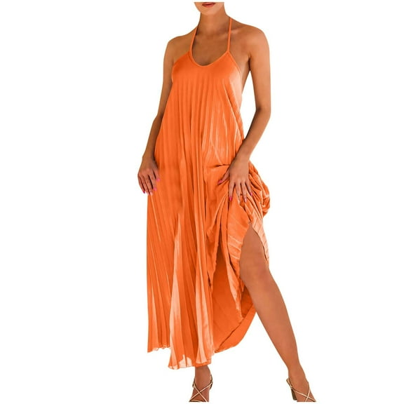 Plus Size Dresses for Women 2026 Fashion A Pleated Dress For Beach Vacation Long Dress