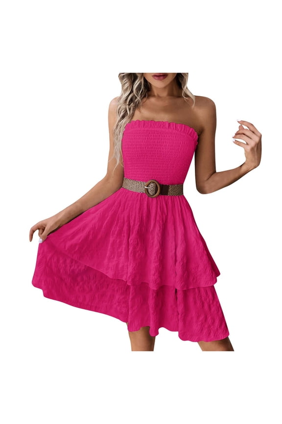 Plus Size Dresses for Women 2026 Fashion Sexy Strapless And Slimming Holiday Dress