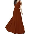 thumbnail image 1 of Plus Size Dresses for Womens 2025 Fashion Solid Color V-Neck Evening Dress Sleeveless Waist Wrap Dress, 1 of 4