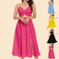 thumbnail image 1 of Plus Size Maxi Dress for Womens 2025 Fashion Color Strap V-Neck Flap Dress, 1 of 5
