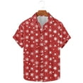 thumbnail image 1 of Rciityk Christmas Hawaiian Tee Shirt Tops for Men Summer Turndown Collar Button Up Short Sleeve T-Shirts Casual Snowflake Xmas Tree Print Vacation Shirt, 1 of 5