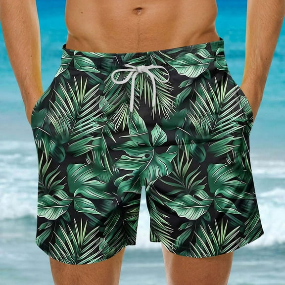 Rciityk Men's Swim Trunks Hawaiian Bathing Suit Summer Beach Board Shorts Quickly Dry Elastic Waist Drawstring 7 inch Swimwear with Pockets