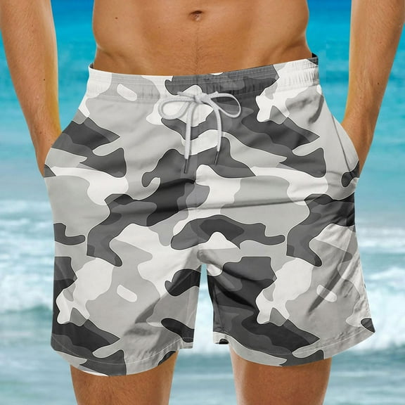 Rciityk Men's Swim Trunks Hawaiian Bathing Suit Summer Beach Board Shorts Quickly Dry Elastic Waist Drawstring 7 inch Swimwear with Pockets